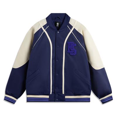 Li Ning Sports Lifestyle Serie Buchstaben-Spleißung Einreihige Atmungsaktive Vielseitige Jacke Herrenjacke Blau AJDV125-4