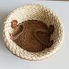 Straw Weaving Flower Pot With Double Handle Stylish Sturdy Decorative Props Garden Accessories