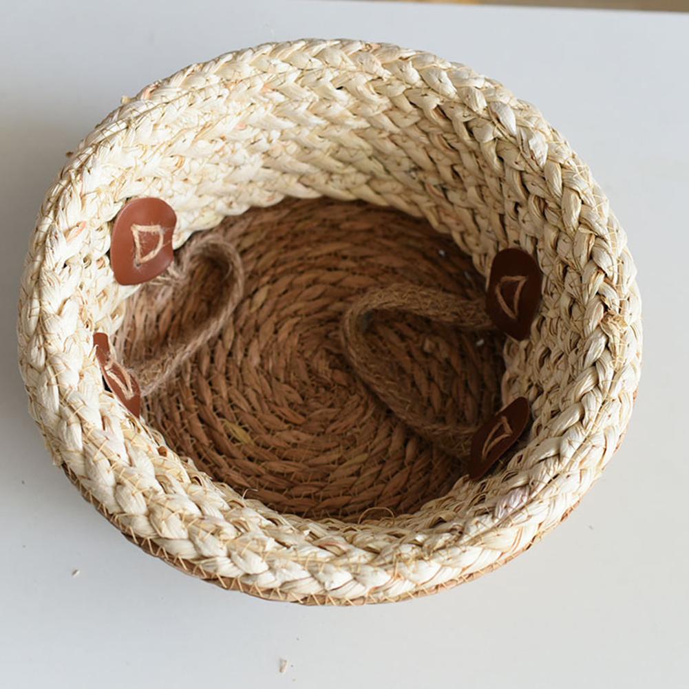 Straw Weaving Flower Pot With Double Handle Stylish Sturdy Decorative Props Garden Accessories