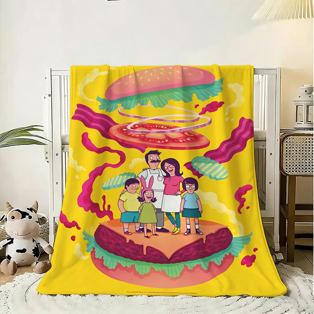 Cartoon Bobs Burgers Anime Throw 240g Flannel Blanket Lightweight Soft Skin-friendly Summer Thin Throw Blanket