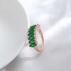 Luxury Geometric Emerald Green Zircon Double Rings for Women Party Daily Personality Jewelry