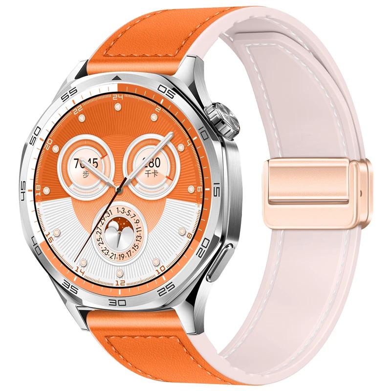 22mm 20mm Skórzany+Silikonowy Pasek do Huawei Watch GT6/GT5/Pro GT4 3 Pro 46mm Sportowa Opaska na Nadgarstek dla Samsung Galaxy Watch 7 6 5 Pasek