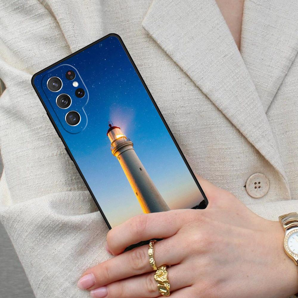 Abstract highway landscape lighthouse Cell Phone Case for Samsung Galaxy S26 Ultra S25 S24 S23 S22 S21 S20 Note10 Cover
