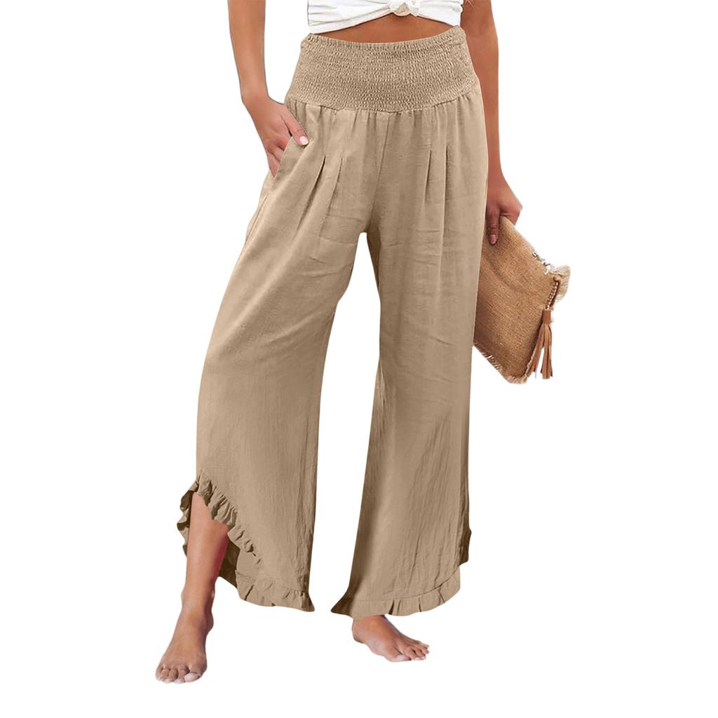 Womens Palazzo Pants Summer Casual Flowy Wide Leg Trousers Beach Travel Vacation Outfits