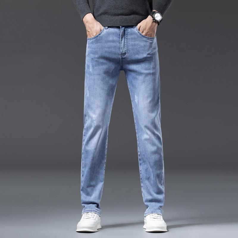 2024 Autumn And Winter New Style With Plush And Thickened Denim Straight Tube Slim Fit High-End Loose Casual Long Pants For Men