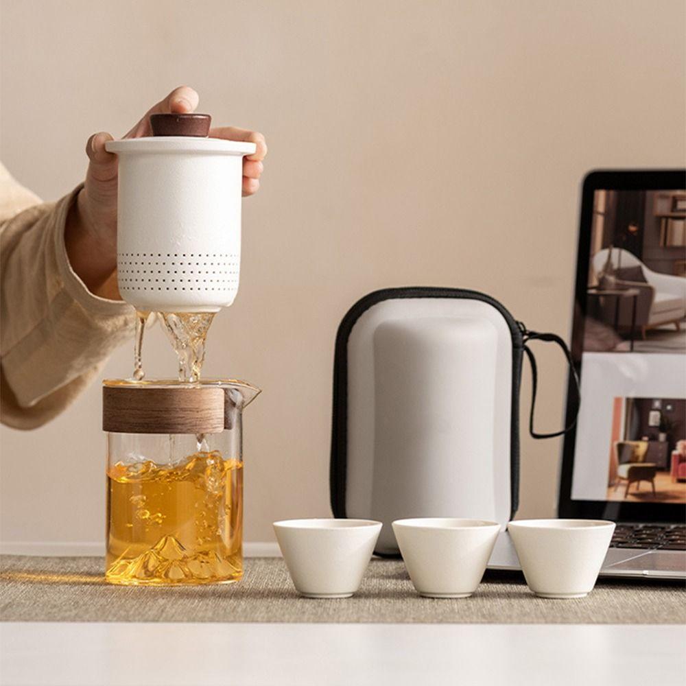 With Tea Strainer Porcelain Tea Sets Chinese Style Kung Fu Tea Set Simple Mini Tea Cup Set  Office
