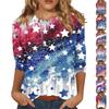 Women's Tops Three-quarter Sleeve Shirt Round-neck Loose Casual Shirt Print T-shirt
