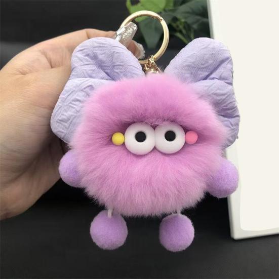 Keychain Plush Fur Bow Soft Imitation Fur Car Keychain Bags Backpacks Handbags Decorative Accessory