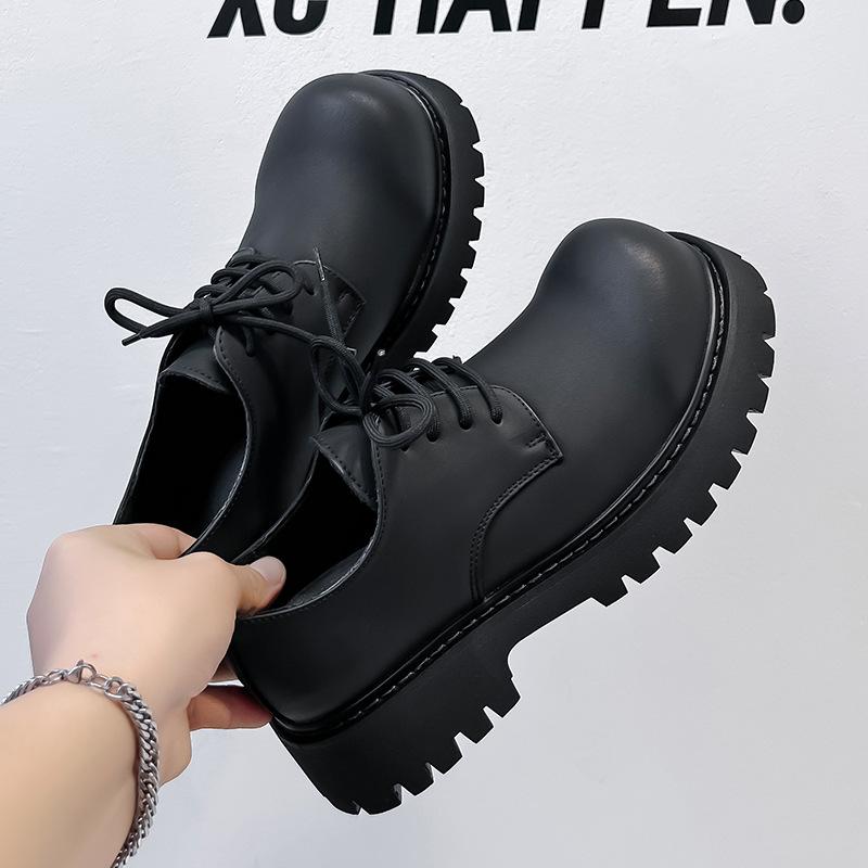 New autumn big head derby shoes men's low-top Martin shoes thick sole heightening tooling casual leather shoes men's 1035-T