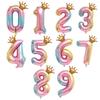 LEISURE CLUB Birthday Number Balloon Set 32-inch Rainbow Number 6 Glitter Balloons for Birthday Party Celebration Wedding Anniversary Blue