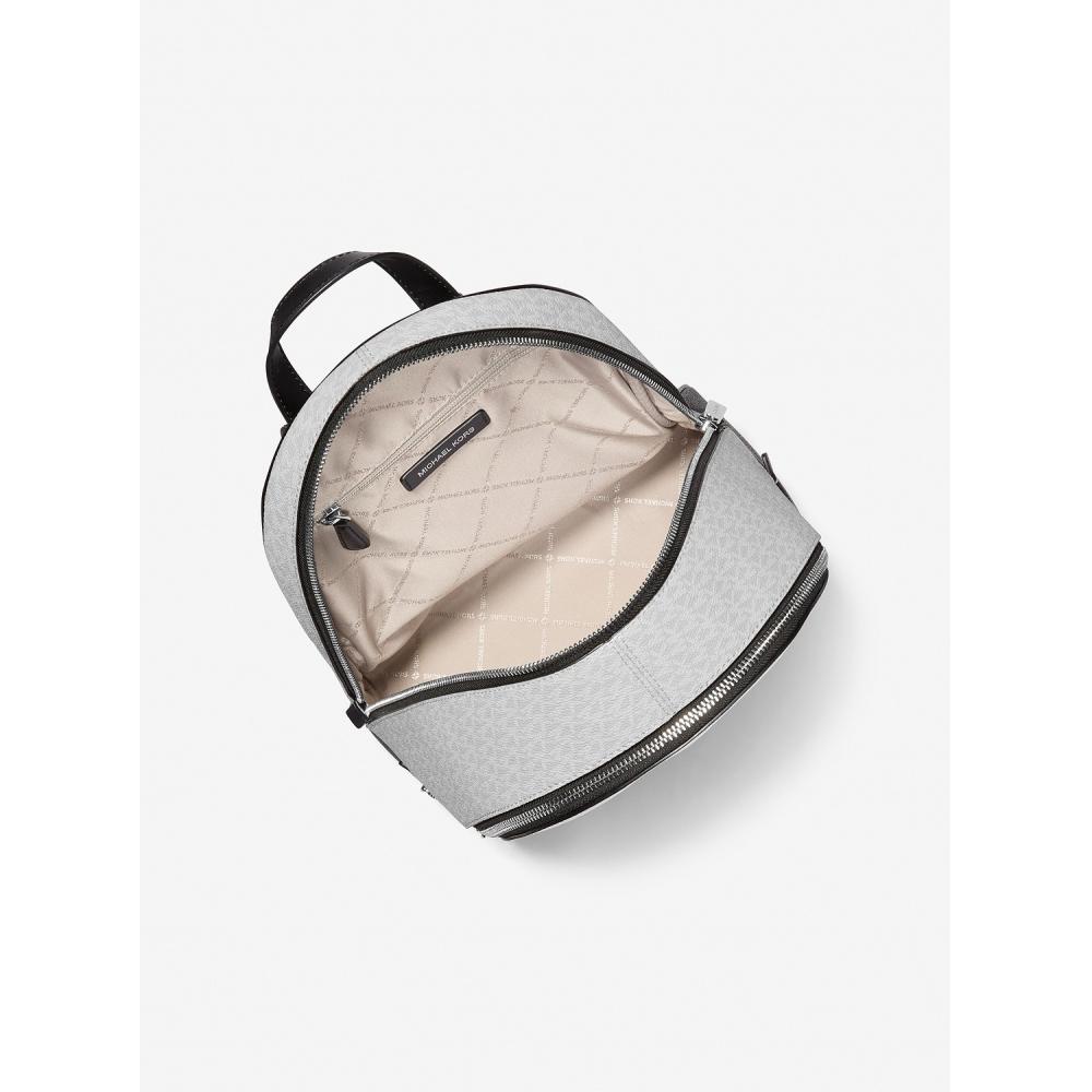 Michael Kors Rhea Zip Backpack Medium   Mk Signature 35s5srab6v1596 Optic White Multi