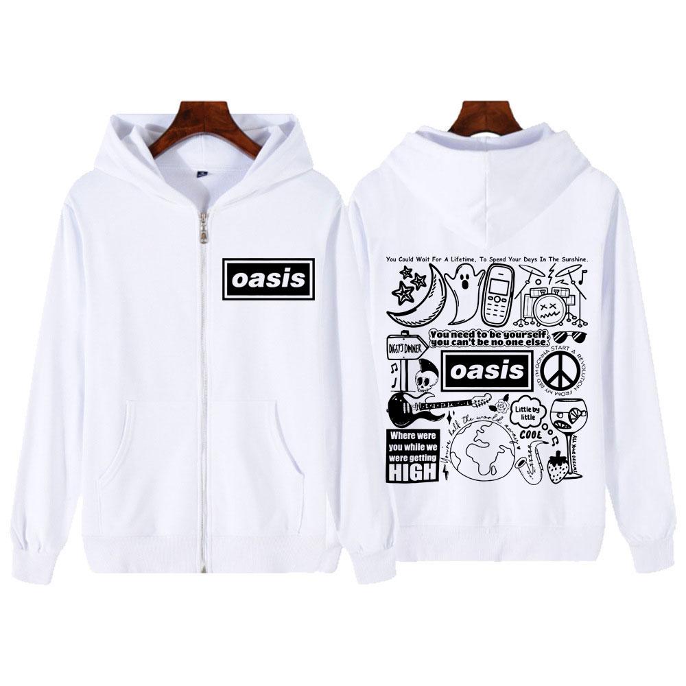 Britische Rockband O-Oasis Live 25 Tour Vintage Reißverschluss-Hoodie Herren Hip Hop Langarm-Sweatshirt Übergroße Zip-Up-Jacke