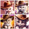 5D Diamond Painting New Cat Cowboy Full Square/Round Embroidery Mosaic Animal Cartoon Crystal Home Decor