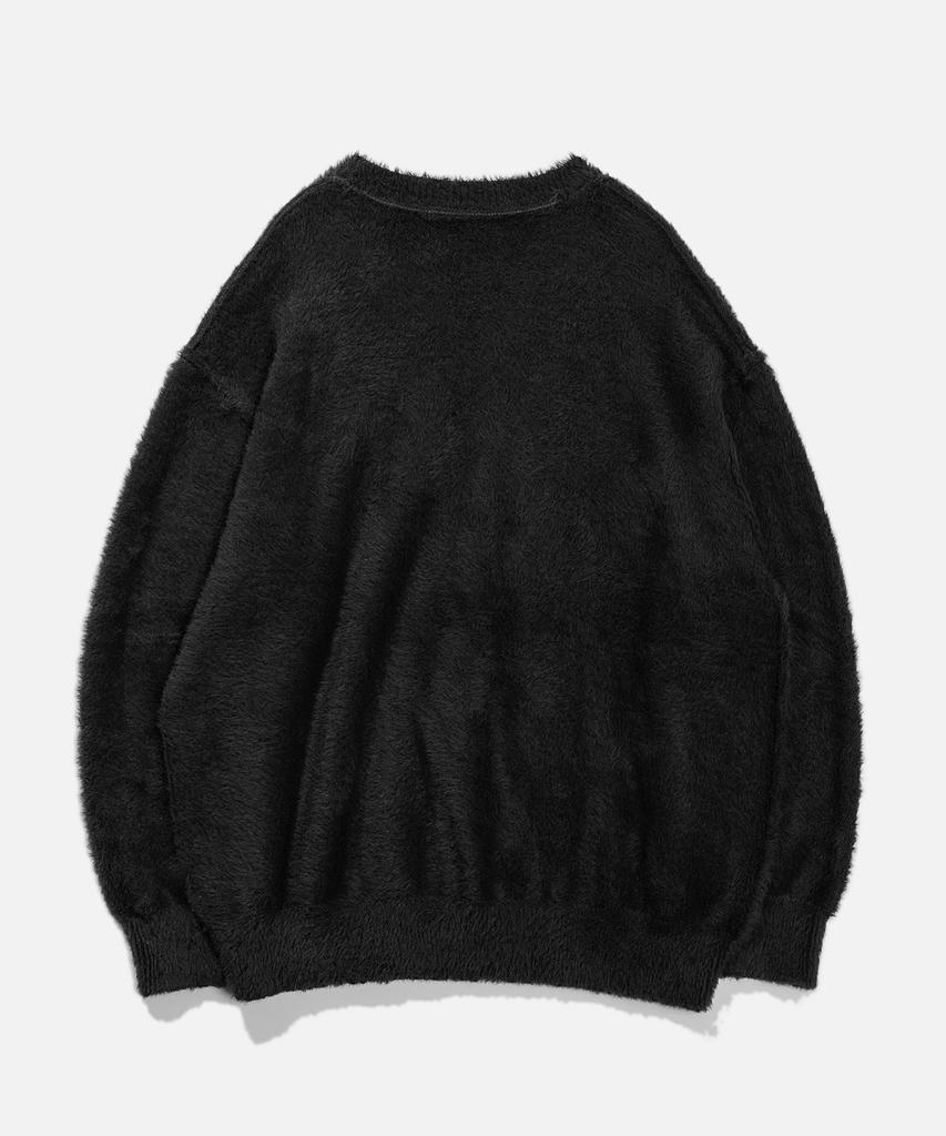 VASTIC Hairy Reverse V-Neck Knit_Black