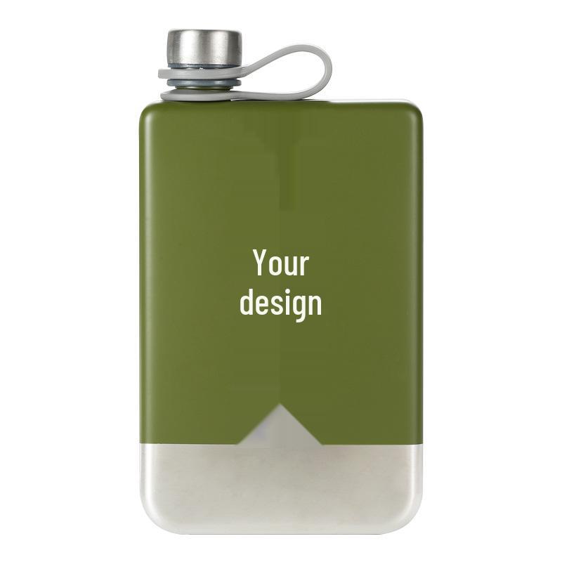 Silver Green Black White Whiskey Flask - Portable, Food Grade 304 Stainless Steel