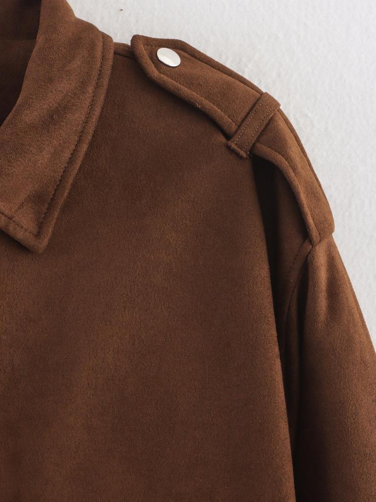 European & American Women's Suede Texture Jacket Coat