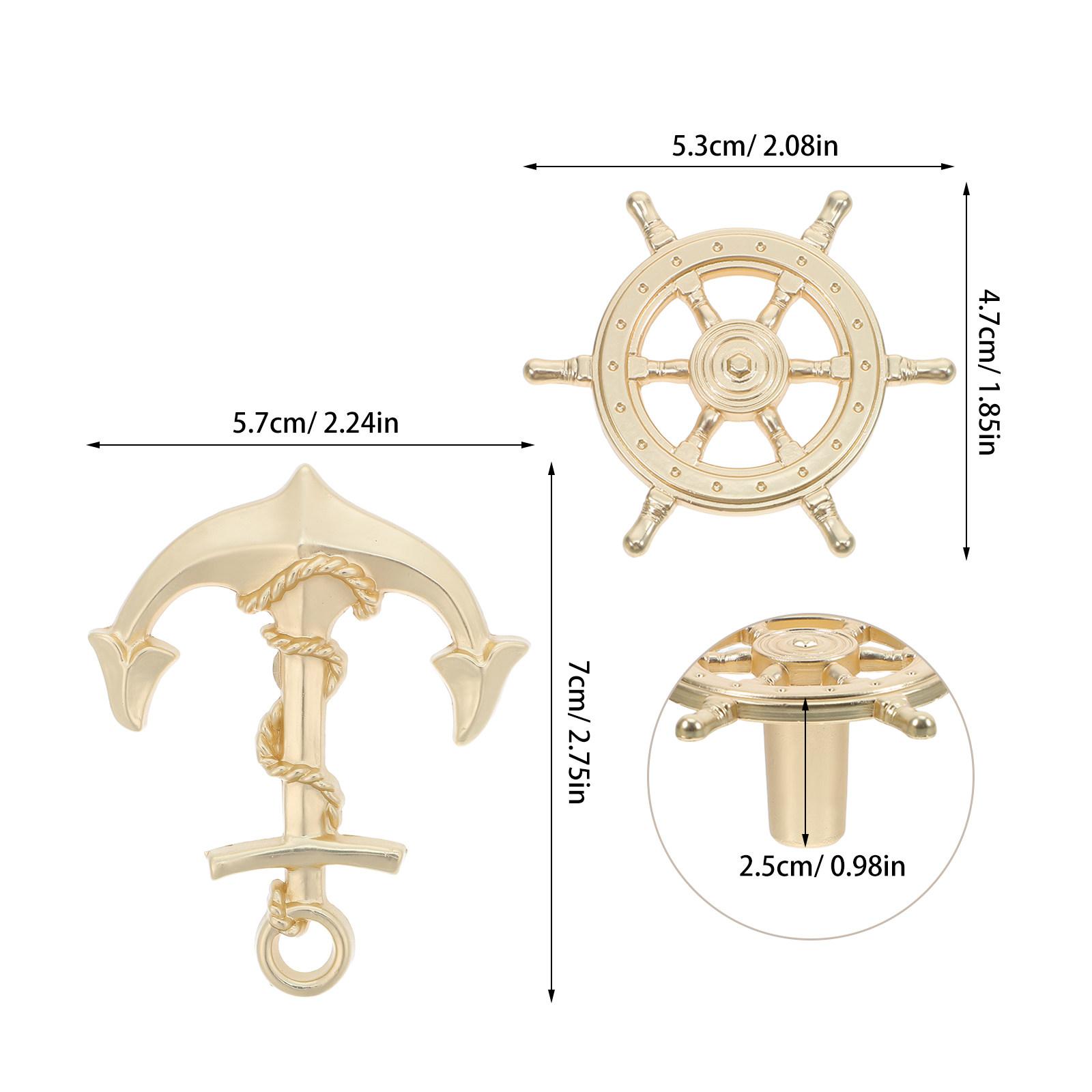 

4Pcs Retro Nautical Drawer Handles Bronze Finish Ship Wheel Anchor Cabinet Knobs for Furniture Dresser Storage золотистий