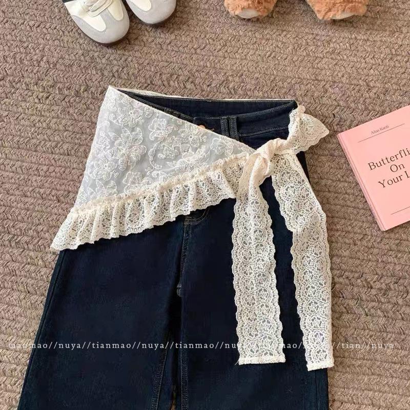 Damen Ballettrock mit Spitzensaum, Peplum-Bund und dreieckigem Schal-Accessoire (Stil 2025)