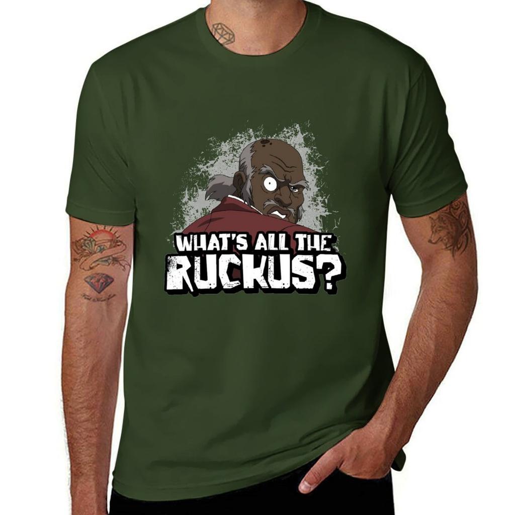 Whats all the Ruckus quote The Freeman from The boondocks sitcom Tshirt Blouse plus size tops Mens cotton tshirt