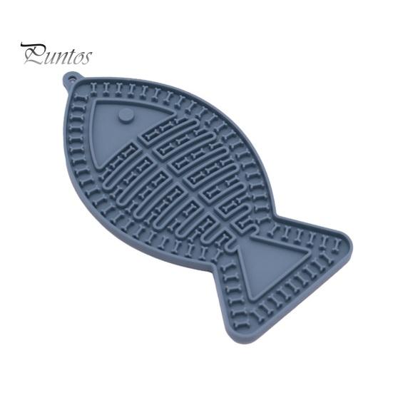 

Коврик для облизывания домашних животных в форме рыбы, пищевой класс, устойчивый к укусам, нескользящее дно, замедление привычки питания, защита от удушья, обеденная тарелка для корма для собак и кошек, медленная кормушка для домашних животных Fish синий