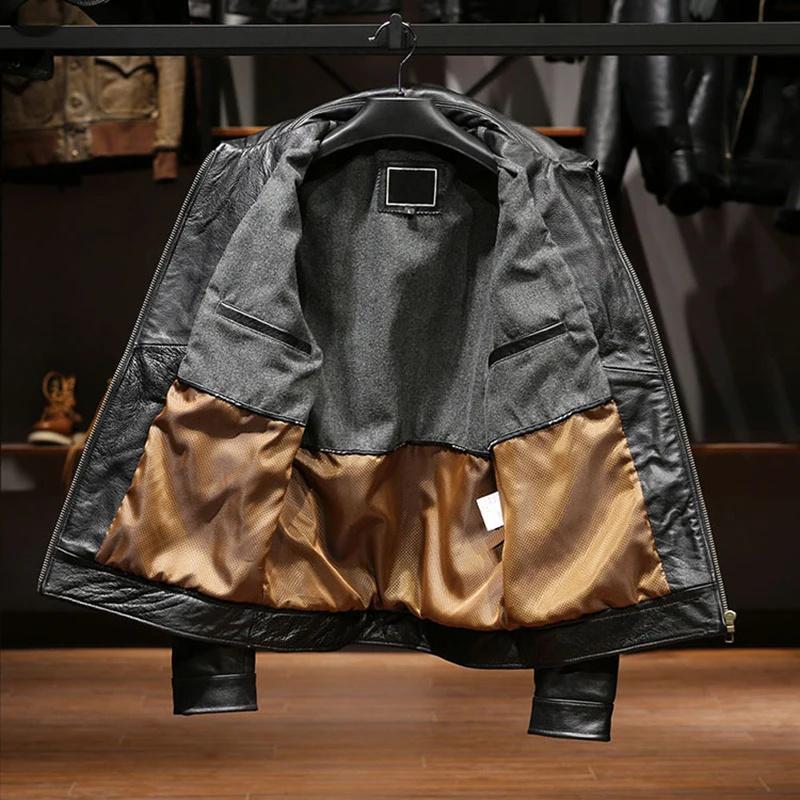 Europe the United States bio-hazard movie hero real leather jacket men three-dimensional lapel hunting suit Real garment