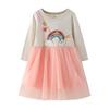 2025 Stylish Girls' Princess Mesh Long Sleeve Knit Dress - Spring/Autumn Collection