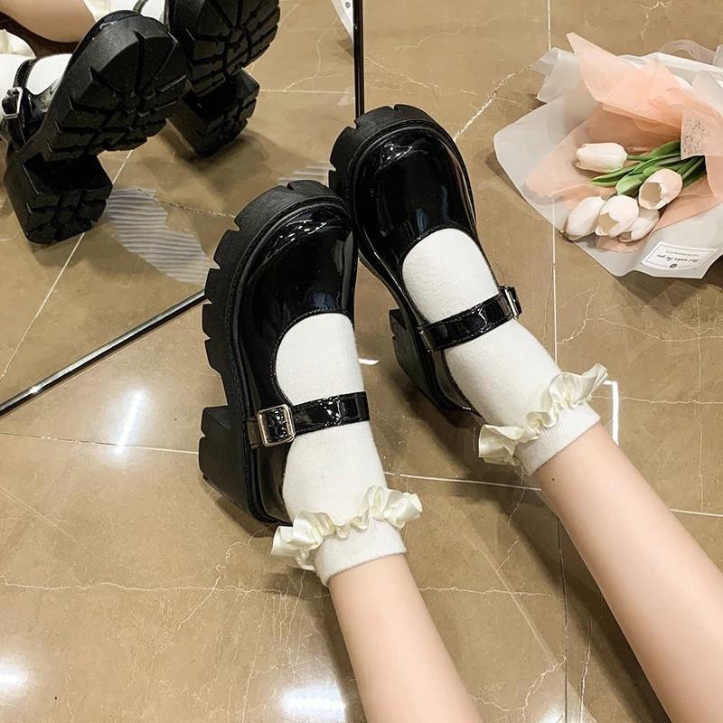 Platform Mary Jane Shoes Women's Chunky Heel Round Toe Buckle Strap Casual Shoes