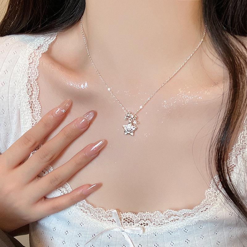 Japansk og koreansk stil geometrisk titanstål halskjede - kvinners kragebenskjede samling