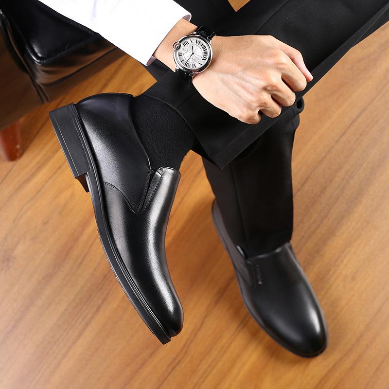 Old man head men's cowhide soft-soled business casual shoes British foot set middle-aged and elderly father shoes old man shoes