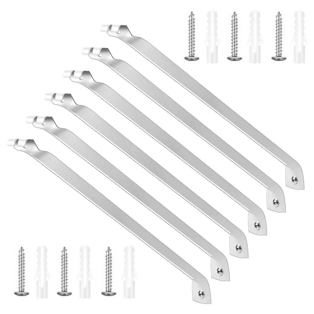 Set of 6 Multipurpose Closet Wire Shelf Support Brackets 17Inch Sturdy Stainless Steel With Installation Hardware