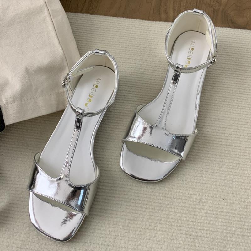 Fashion T Strap Shallow Women Roman Shoes Sexy Open Toe Ankle Strap Women Sandals Summer Comfortable Buckle Luxury Designer Shoes Woman
