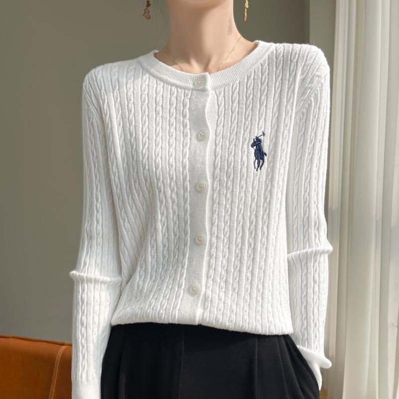 Spring and Autumn Women's Knit Sweater Round Neck Cardigan Sweater Twist Jacket