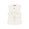 Jnleaog Spring New Arrival Women's Clothing Fashion Style French Style with Belt Metallic Thread Texture Vest 2132116