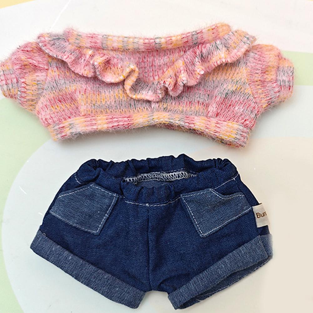 For 37cm Labubu Doll Shirts Sweater Hat Cartoon Plush Doll Replacement Outfit Playing House Accessories Mini Clothes
