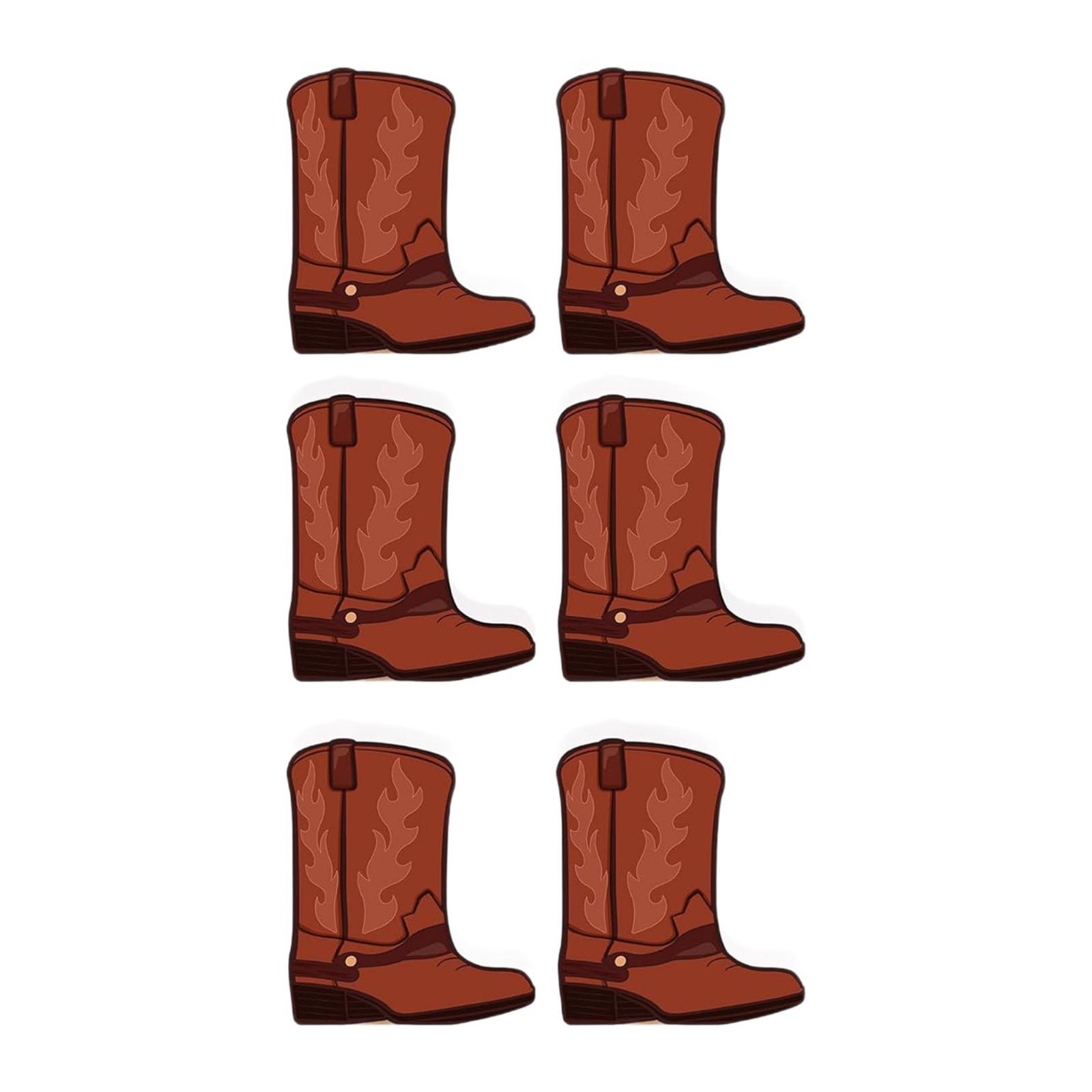 

6 Pieces Western Cowboy Boots Flower Boxes Artwork Theme Party Decorations for TV Cabinet Bedroom Cafe Holiday Living Room коричневый