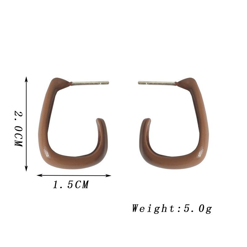 Classic C Shape Statement Drop Earrings for Women Party Trendy Jewelry Elegant Beige Brown Open Square Dangle Earrings Gift