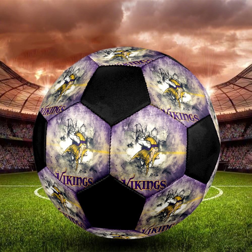 Minnesota Vikings Soccer Ball Colorful All Ages Machine Stitched PVC Competition Ready Durable High-Bounce.SIZE5