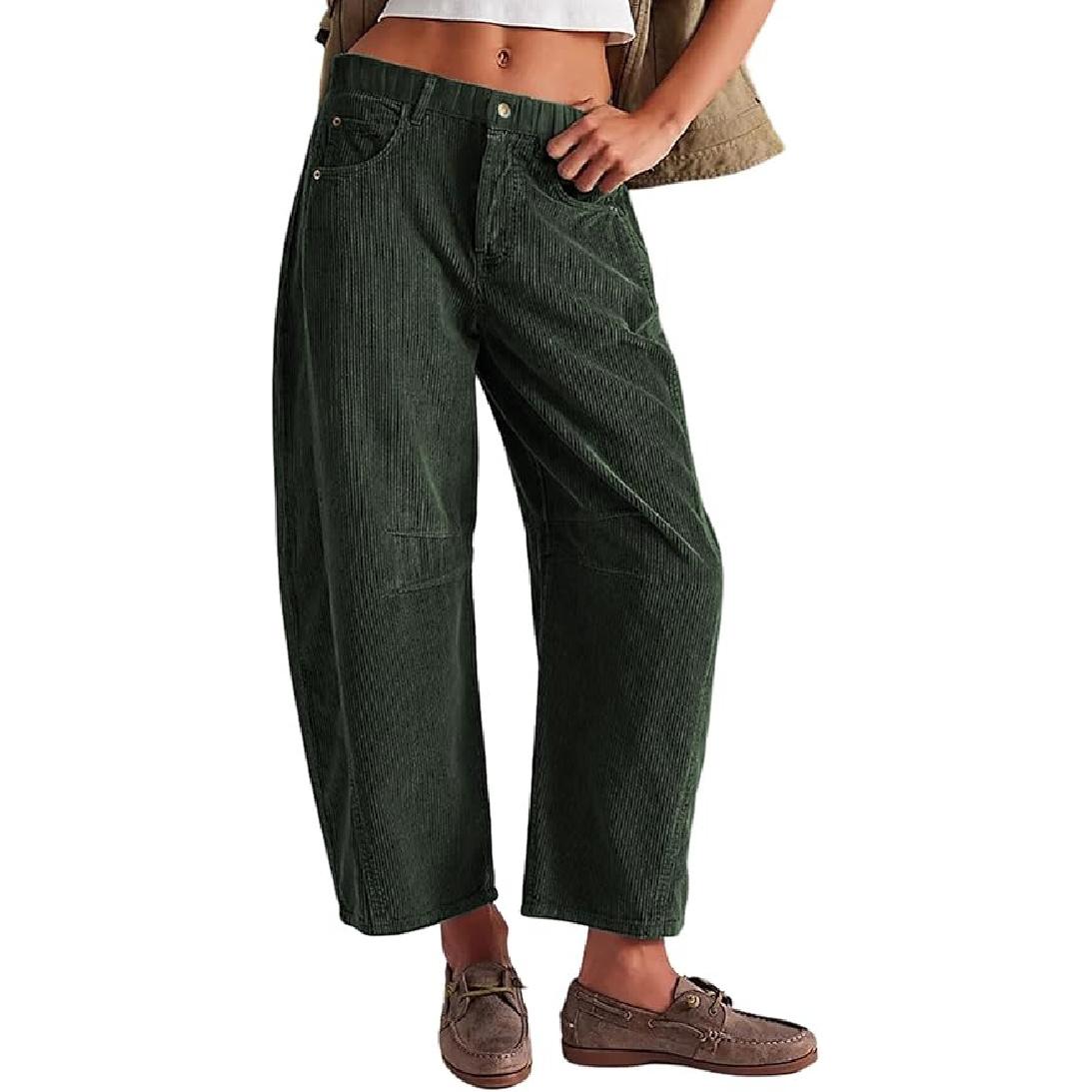 

Autumn New Women S High Waisted Casual Pants Solid Color Corduroy Loose Straight Leg Pants For Women M