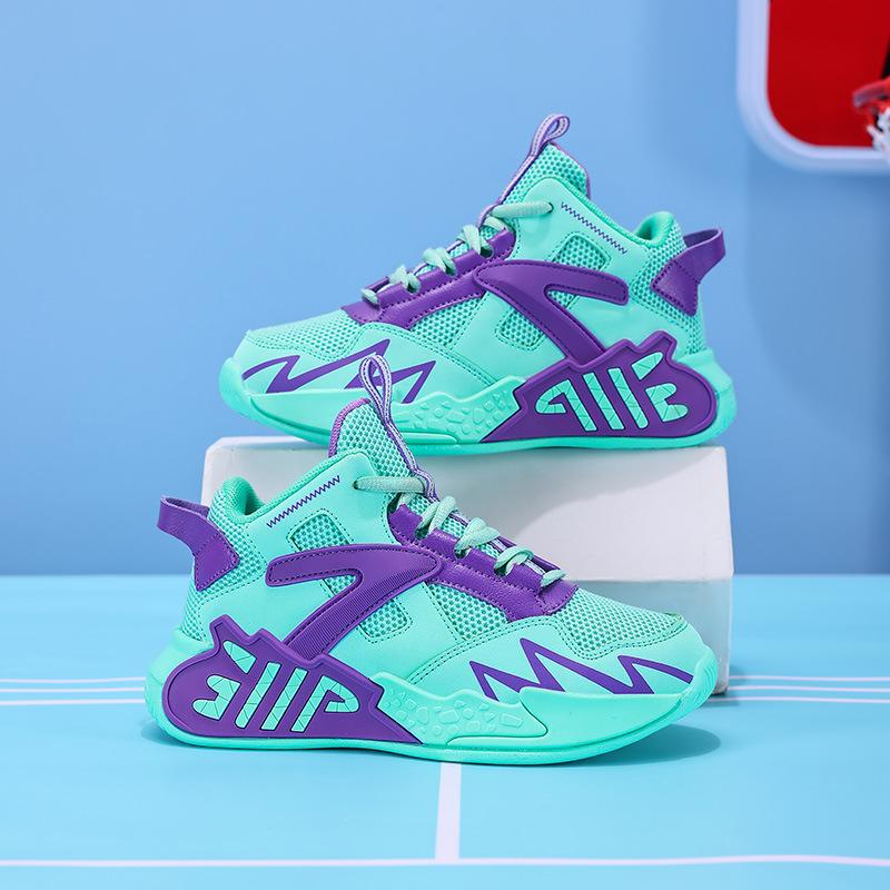 Boys Shoes 2025 New Children's Mesh Breathable Non-slip Lightweight Sports Shoes Children's Training Practical Basketball Shoes