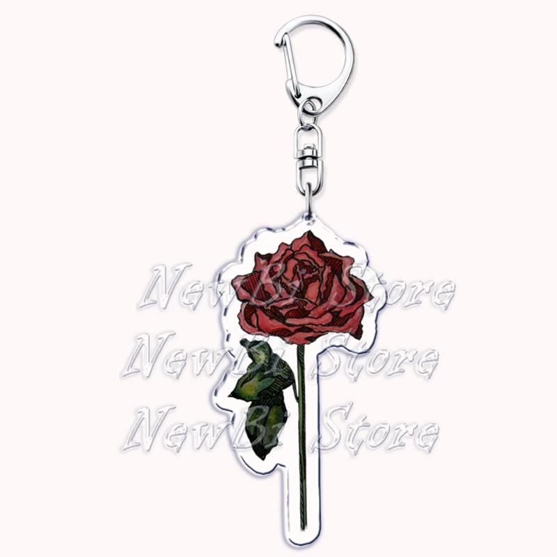 Romantic Pink Rose Flower Keychains Sunflower Red Love Keyring for Accessories Bag Key Chain Ring Jewelry Lovers Friends Gift