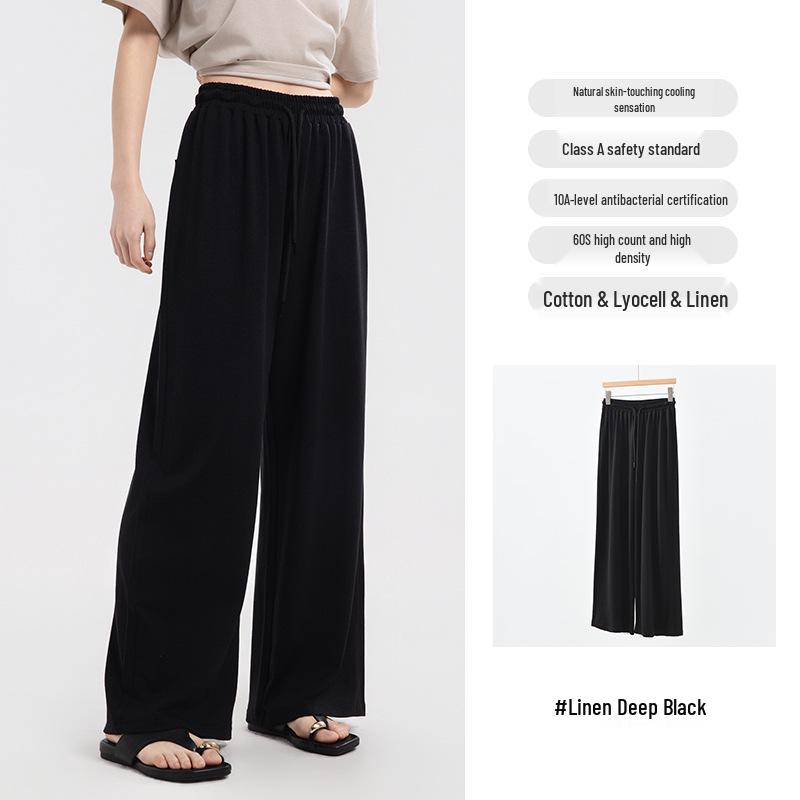 Yulu Women's Linen Straight-Leg Summer Pants - Loose, Breathable, Slimming, Versatile, and Casual Long Pants