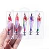 Squid Fishing Lure Set with 5 Solid Forms, Reflective Finish, Horizontal Sinking Action, Feather Skirts and Tail Point Design for Shoreline Use