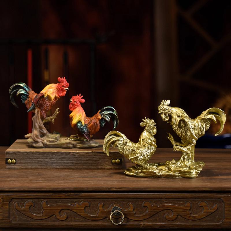 NORTHEUINS Realistic Rooster Resin Handicraft Ornaments Outdoor Garden Courtyard Decoration Ranch Home Micro Landscape Objects