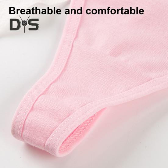 Women Thong Solid Color Slim Fit Mid Waist Cotton Crotch G-string Elastic Briefs Seductive Panties Female Underwear Intimate Clothes for Honeymoons
