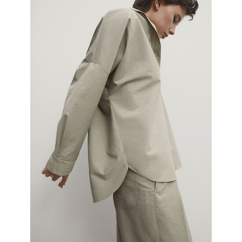 

MD Women clothes Summer New French style Leisure Intelligent Commuter Style Polo Shirt Collar Long sleeve Shirts 05161600526 Green L