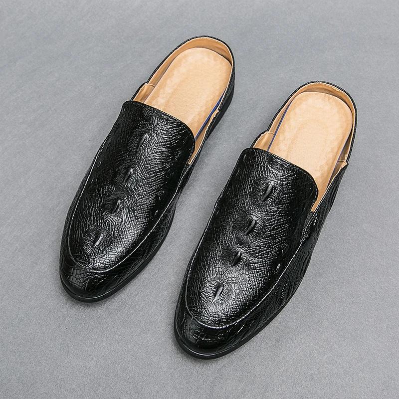 Black Men Sandals Business Brown Round Toe Men's Formal Shoes Handmade Pu Leather  Size 38-46