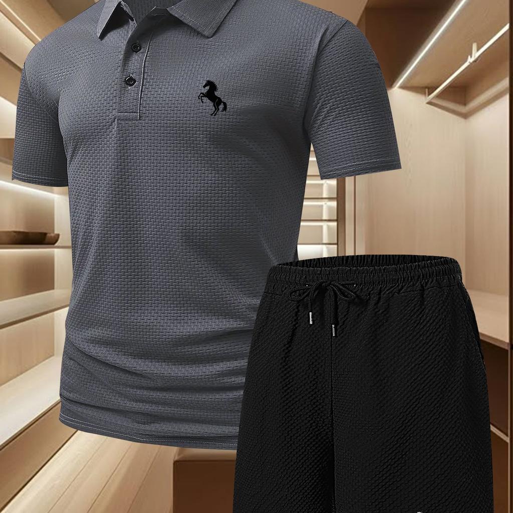 Conjuntos de Chándal de Verano para Hombre de 2 Piezas con Pantalones Cortos, Conjuntos de Sudadera de Manga Corta, Polos de Golf