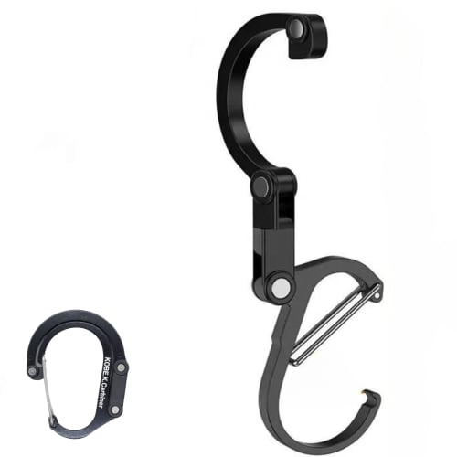 [Medium] Multi-functional Carabiner Hook, 22kg Load Capacity, 1 Hook, for Outdoor Luggage and Bag Hanging (Black)