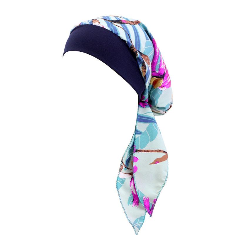 Ethnic Style Strap Headscarf Cap, Elastic Wide-Edge Streamer Headband Chemotherapy Cap Home Hat Jdt-329C