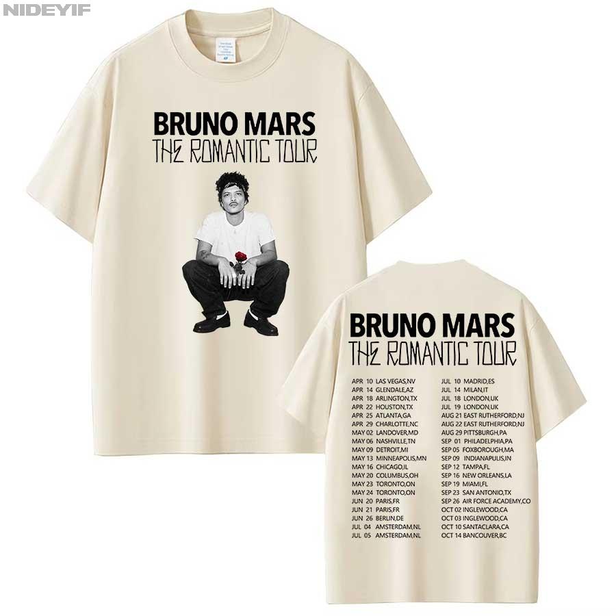 Bruno Mars The RoUnisextic Tour T shirt for Unisex Women Hiphop Streetwear Oversized Tops 100 Cotton TShirt BM2
